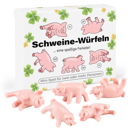 DPKOW 5 Stück Mini Schweine-Würfeln Glücksbringer Silvester Geschenke Neujahrsglücksbringer Glücksschweinchen, Kleine Geschenke für Freundin Kleinigkeiten zu Weihnachten Adventskalender Füllung
