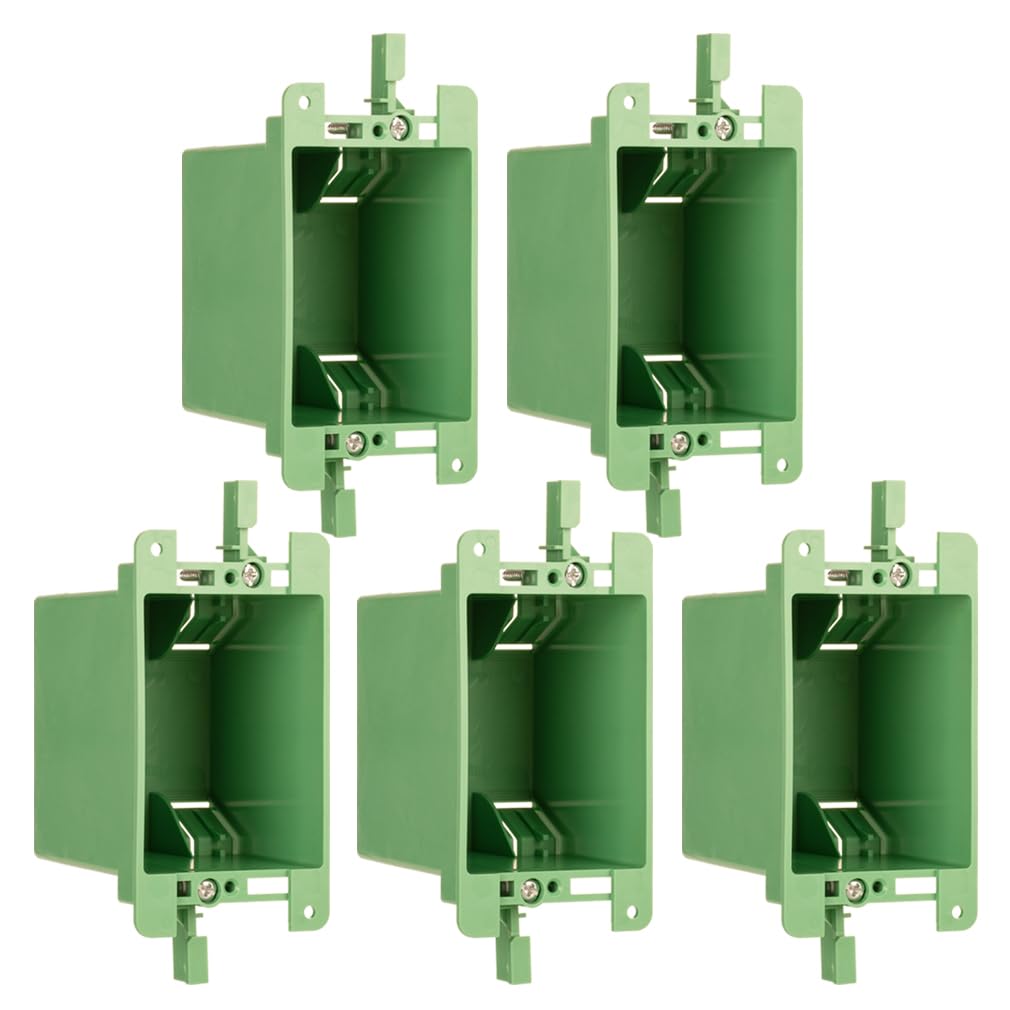 Syunko Electrical Outlet Box, Single Gang Old Work Box, 14 Cubic inch Junction Box for Switch or Wall Outlet Installation, Green, Pack of 5