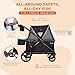 Baby Trend Expedition 2-in-1 Collapsible Stroller Wagon Plus with Canopy, Storage Basket, 2 Storage Trays, and 6 Bottle Holders, Modern Khaki