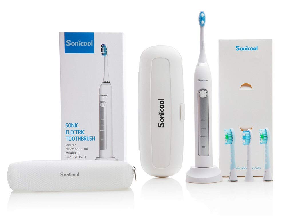 NERBSonicool/Lachen 2019 New 051B Ultrasonic Sonic Electric Toothbrush USB Rechargeable Tooth Brushes with 4 Pcs Replacement Heads (Color : 051bwhite)