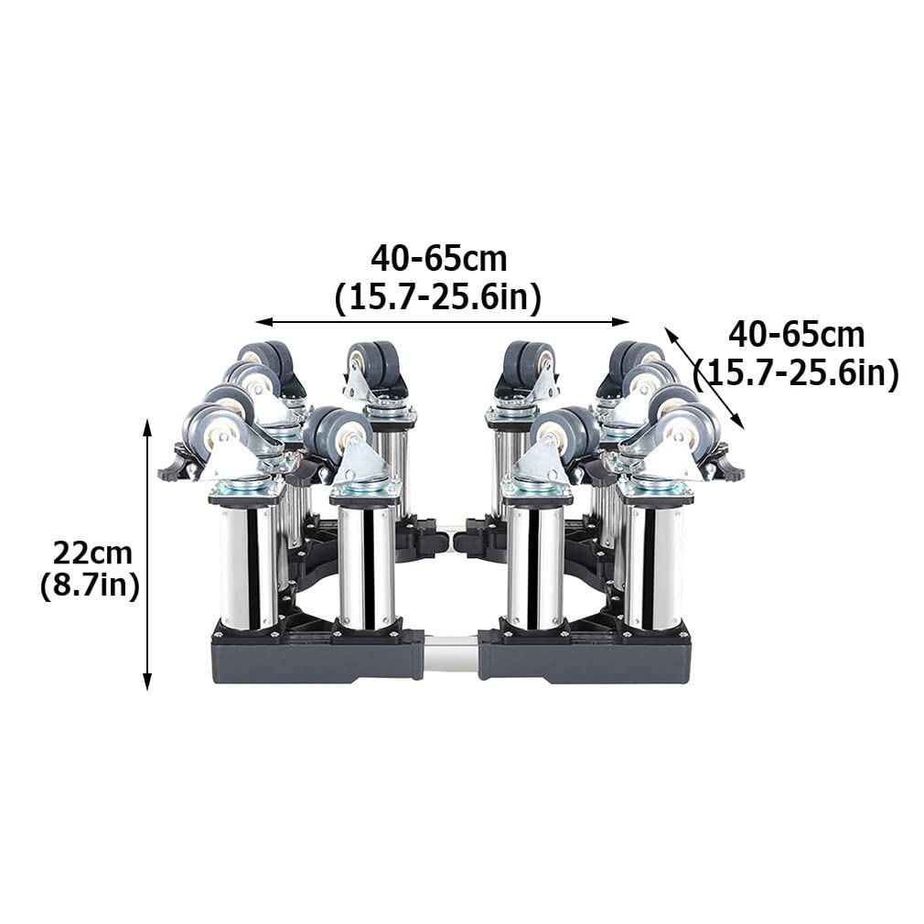 Soporte ajustable para lavadora y secadora con 4 ruedas de bloqueo, base de 16 a 25 pulgadas, carrito de electrodomésticos con alfombrilla antivibración para uso en refrigerador y congelador, 12