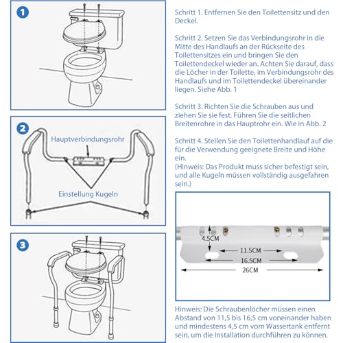 Support de toilette réglable en hauteur 65-75 cm avec accoudoirs - 5