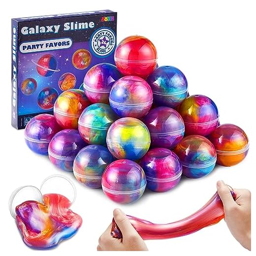 JOYIN Slime Party Favors, 24 Pack Galaxy Slime Ball - Stretchy, Non-Sticky, Mess-Free, Stress Relief, and Safe - Toys for Girls and Boys - Classroom Reward, Party Supplies