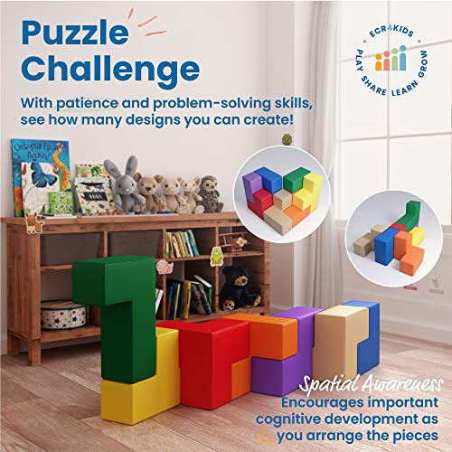 image for ECR4Kids SoftZone Brainy Soft Blocks, Soma Cube Puzzle, Educational Fo