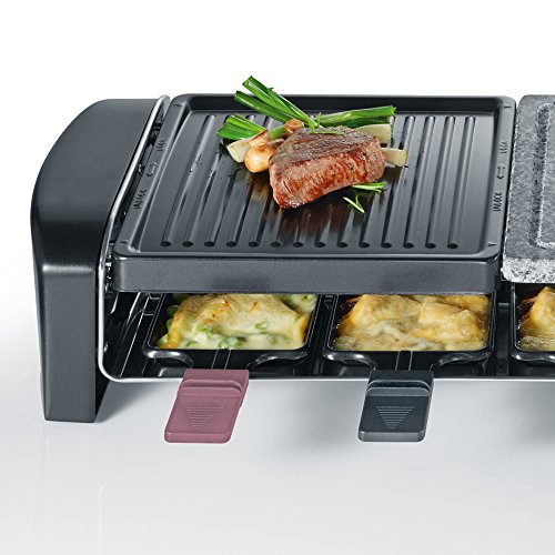 SEVERIN Raclette-Grill mit Naturgrillstein und Gussplatt, ca. 1.400 W, Inkl. 8 Pfännchen, RG 9645 – Bild 3