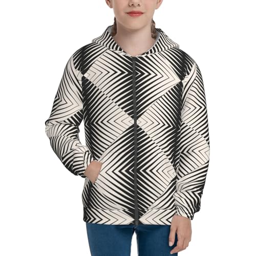 Modern Op Art Kids Pullover Hoodies Boys Zip Up Sweatshirts Girls Athletic Clothes with Pocket3