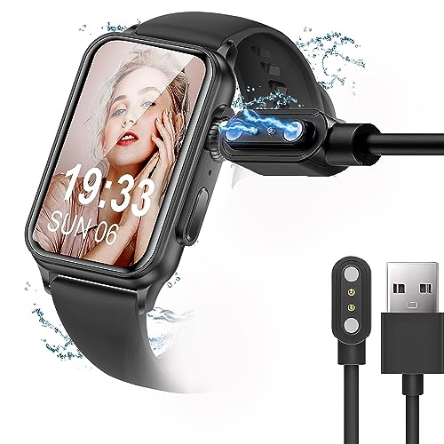 Lamshaw Compatible for XSUTIC H23 Smart Watch Charger, Magnetic USB Replacement Charging Cable Compatible with XSUTIC H23 1.57 Inches Smart Watch/SYEEKOM 1.57 Smart Watch (2 PACK-Black+Black)