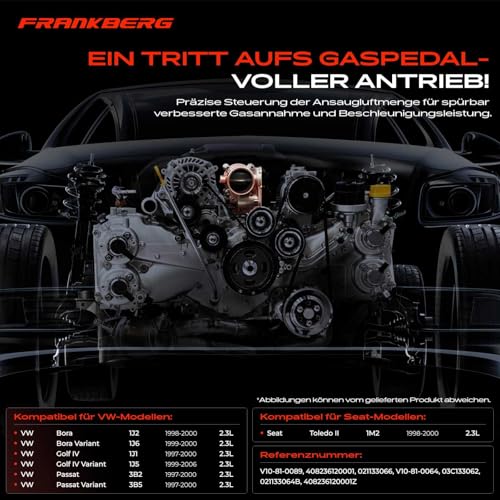 Frankberg Drosselklappenstutzen Benzin Kompatibel mit Toledo II 1M2 2.3L 1998-2000 Bo.ra 1J2 1J6 2.3L 1998-2000 Golf IV 1J1 1J5 2.3L 1997-2006 Pas.sat 3B2 3B5 Replace# 021133064B