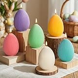 Lanpn 6 Pcs Bougies Oeufs de Pâques Cadeau, 80 g Chacune, Bougie Chauffe Plat Decorative en Forme d'œuf, Parfumées aux Fleurs & Fruits, Décoration pour Fêtes Pâques Printemps Table, Macaron