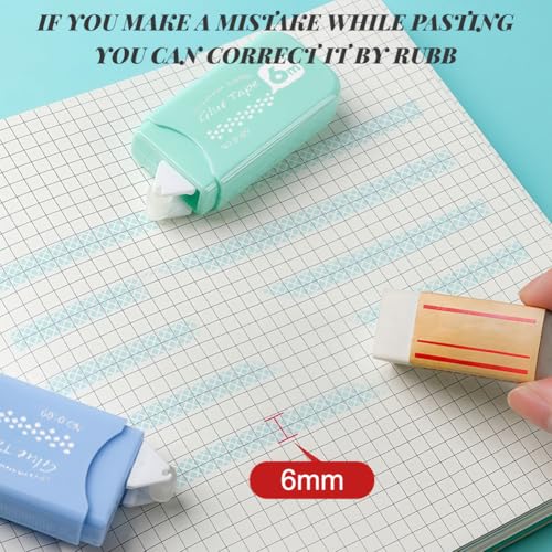 flintronic 6 Stück Kleberoller, Doppelseitiges Klebeband 6mm x 6m, Fotokleber Doppelseitig Selbstklebend Roller, Scrapbook Zubehör Klebestift für Scrapbook, Foto, Journaling, Basteln, Schule und Büro