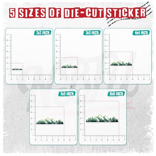 Image of Mountain Tree Forest (Set of 3) Waterproof Vinyl Die-Cut Sticker 2 inchx 0.7 inch for Laptop Water Bottle Tumbler Phone Case Car Skateboard Bumper Cute Retro Teens Adults Aesthetic Indoor Outdoor Kids Adults