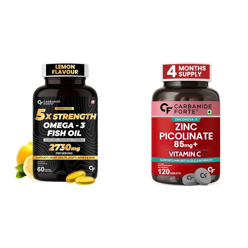 Carbamide Forte 5X Strength Omega 3 Fish Oil Capsules 2730mg | Fish Oil Omega 3 Supplement To Support Overall Health & Skin With Added Aloevera, Vitamin D3, Vitamin E For Men & Women - 60 Softgels-image-21
