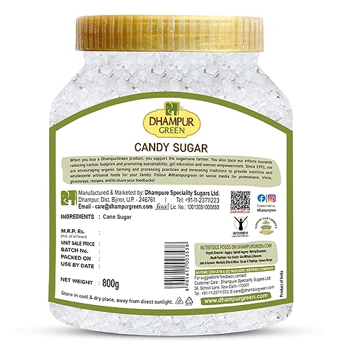 Image of Dhampure Speciality Mishri Dana 800g | Rock Sugar Crystals | White Mishri | Natural Sweet Candy | Ideal for Pooja, Prasad, Sweets & Ayurvedic Use