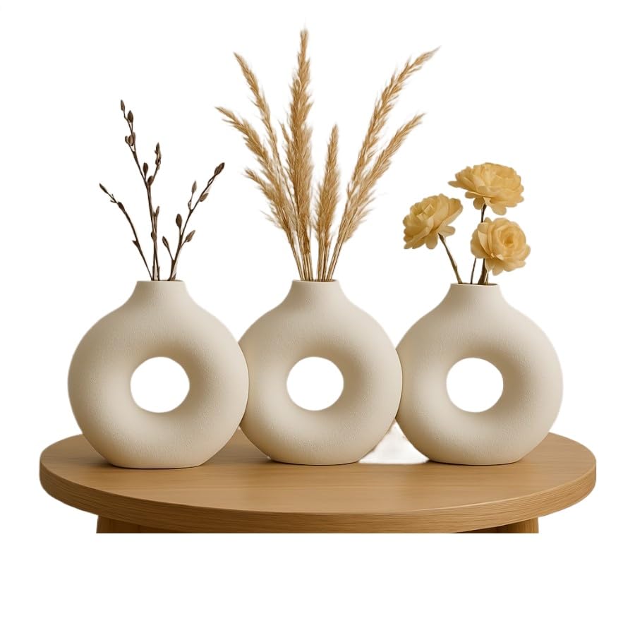 Kit Vasos Redondo Trio Minimalista Rosquinha Moderno 3pçs
