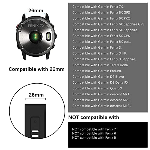 MiKoyi 26mm QuickFit Silicone Strap Compatible with Garmin Fenix 7X/ Fenix 6X/ Fenix 6X Pro/ Fenix 5X/ Fenix 5X Plus - Image 2