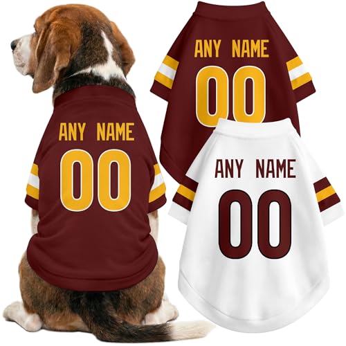 Image of W Dog Clothes Jersey Style Personalized Pet T Shirt with Custom Name Number for Small Medium Large Dogs