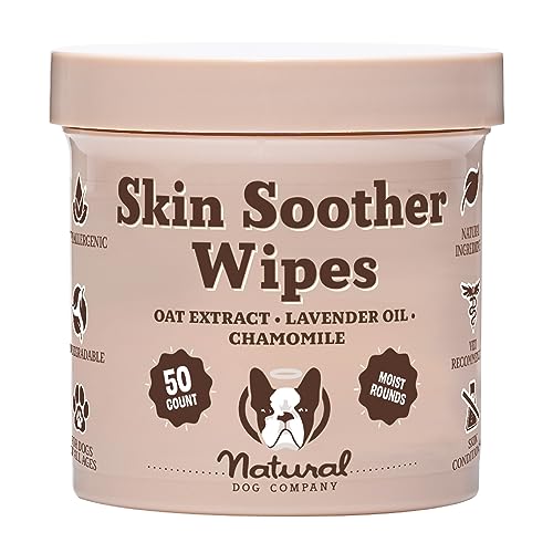 Natural Dog Company Skin Soother Wipes, 50 Count, Pet Wipes for Dogs,...