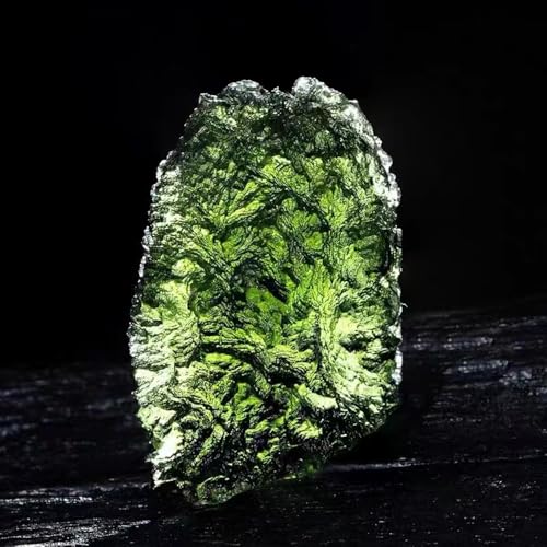 Moldavite Crystal Necklace,Raw Czech Meteorite Tektite Stone Healing Crystal Necklace,Green,Irregular Shape3