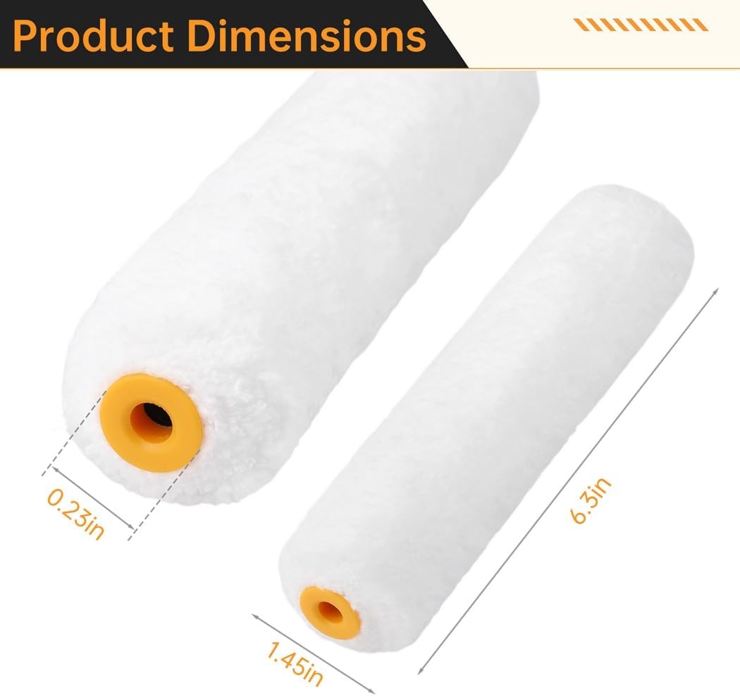 Set Of 50 Paint Roller Covers, 6.3-Inch Mini Rollers For Home Wall & Ceiling Painting Projects