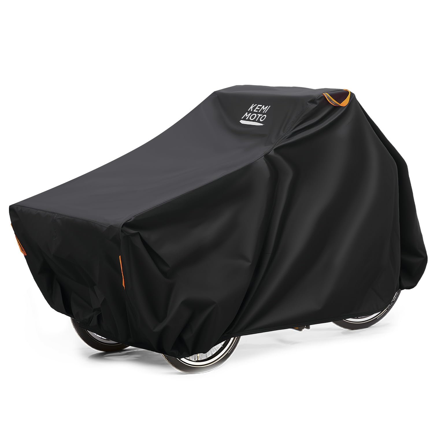 KEMIMOTO Housse de vélo cargo d'extérieur, 420D très résistante, housse de pluie extra longue, imperméable, protection UV, coupe-vent, pliable, pour tricycles adultes, vélos à 3 roues, vélos cargo