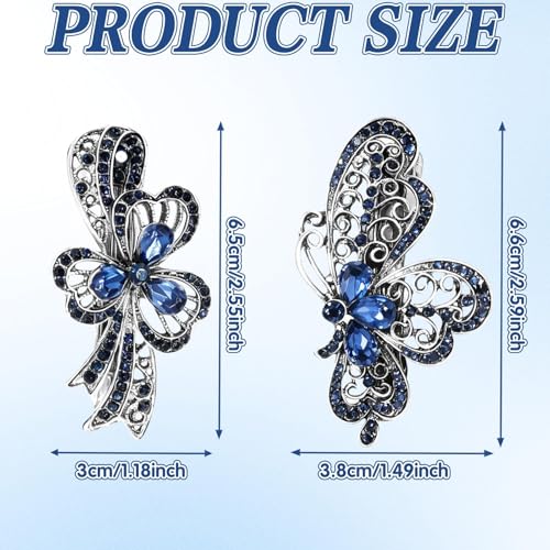 2 piezas de pinzas para cabello azul navy con cristales de imitación premium, accesorio de joyería para mujeres con cabello fino y grueso, agarre seguro para peinados variados miniatura 2