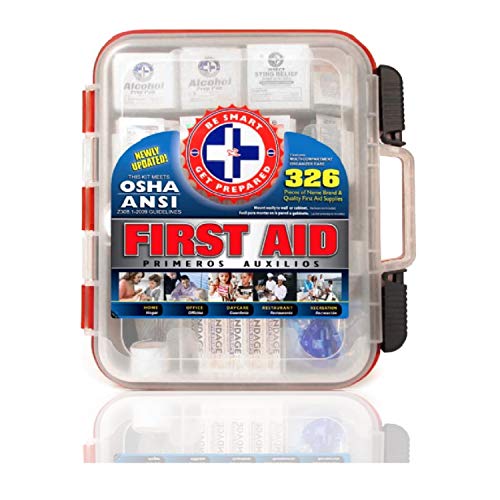 First Aid Kit Hard Red Case 326 Pieces Exceeds OSHA and ANSI Guidelines