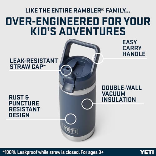 Image of YETI Rambler JR Children's Bottle with Colour Coordinated Straw Lid, Navy, 12 oz (355 ml)