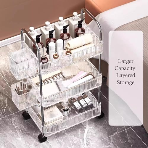 Carrito rodante para salón de Belleza con Tres Compartimentos, portátil, para organizar Herramientas de SPA, cosmetología, masajes, Tatuajes y manicura.