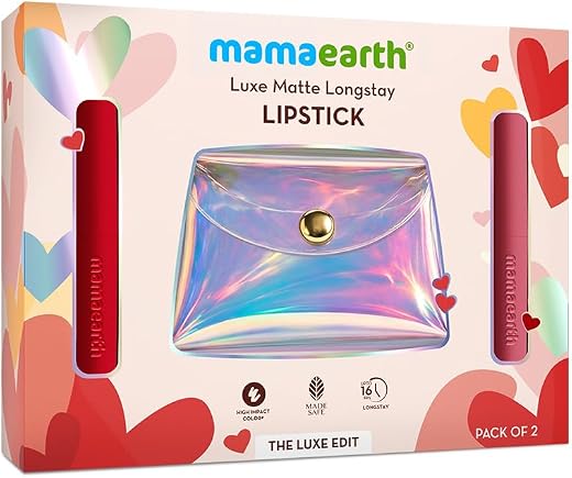 Mamaearth Luxe Matte Longstay Lipstick Pack of 2 - The Luxe Edit |16 hrs* Long Stay | Made Safe Certified | Smudge Proof |...