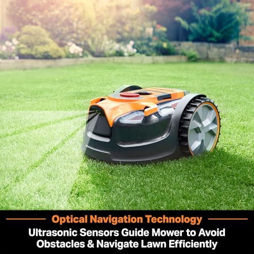 LawnMaster OcuMow™ VBRM601YCM MAX Perimeter Wire Free Robot Lawn Mower Cuts Small Lawns 2000-3500 Square Feet with Optical Navigation, Obstacle Avoidance, Low Noise and No Go Function by LawnMaster - Image 3
