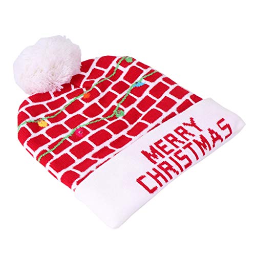 Toyvian Led Light up Chapéu Xadrez Padrão Xadrez de Malha Gorro Cap Inverno Chapéu de Neve Traje Ace