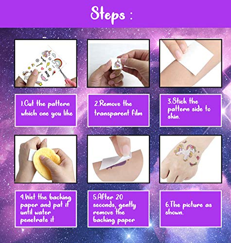 Image of Party Propz Unicorn Theme Tattoo Sticker - Set of 10 Sheets, Tattoo Sticker for Kids | Unicorn Cute Stickers | Rainbow Stickers for Kids | Unicorn Temporary Tattoos | Tattoos for Girls