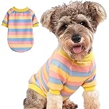 Striped Dog Sweater for Small Dogs Winter Sweatshirt Warm Pet Puppy Clothes Doggie Cat Clothing (X-Small, Pink Yellow)