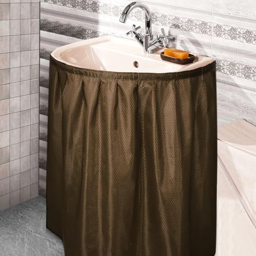 Windkream Fabric Sink Skirt Diamond Bathroom Stitch Self Stick Adhesive Waterproof Fabric Under Sink...