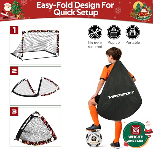 Image of Kids Soccer Goals for Backyard Set - 2 of 4' x 3' Portable Soccer Goal Training Equipment, Pop Up Toddler Soccer Net with Soccer Ball, Soccer Set for Kids and Youth Outdoor Games, Sports, Play