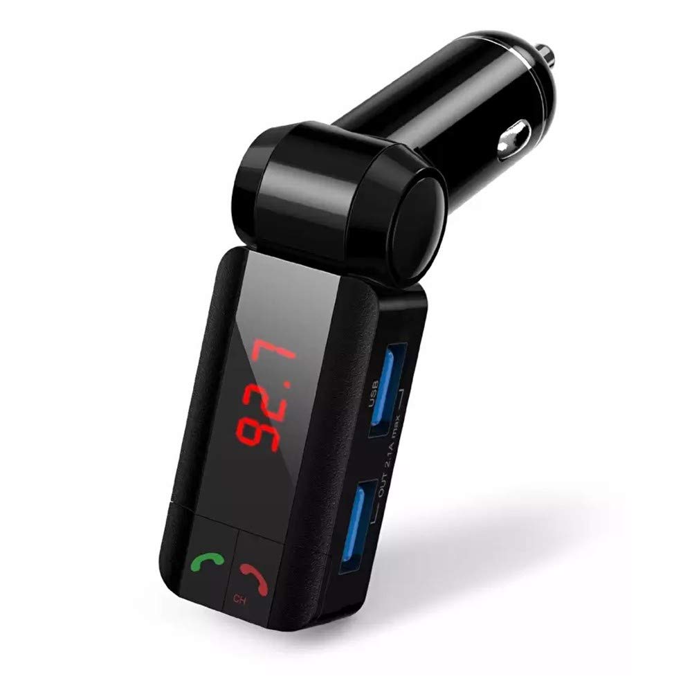 Drumstone Dual USB Port 2.1A Bluetooth Smart Car Charger Kit with Audio Output for All Smartphones