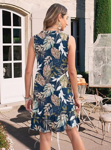 Image of MOLERANI Women Summmer Dresses 2025 Casual V Neck Sleeveless Mini Sundress Flowy Beach Vacation Short Dress with Pockets