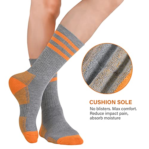 COOPLUS Womens Athletic Crew Socks 5 Pairs Outdoor Recreation Socks Performance Wicking Cushion Mid-Calf Socks4