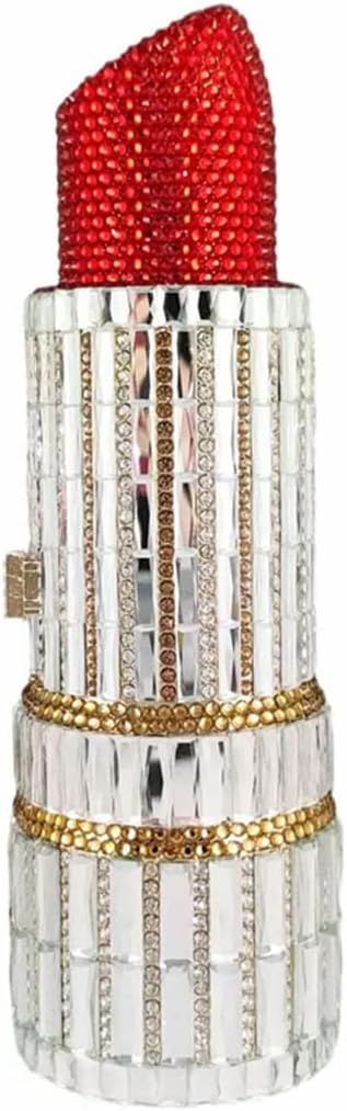 Luxury Ladies Lipstick Shape Evening Clutch Rhinestone Shoulder Bag Crystal Evening Bag for Cocktail Prom