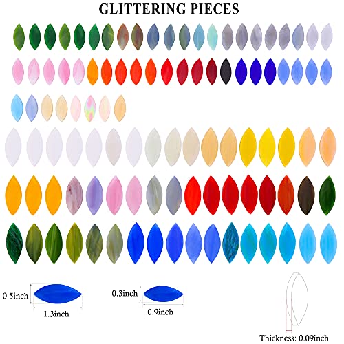 Mornajina 100 Pieces Petal Mosaic Tiles, Mixed Color Mosaic Glass Pieces, Hand-Cut Stained Glass Flower Leaves Tiles For Crafts Colorful Stained Glass Pieces Mosaic Projects #TOP4
