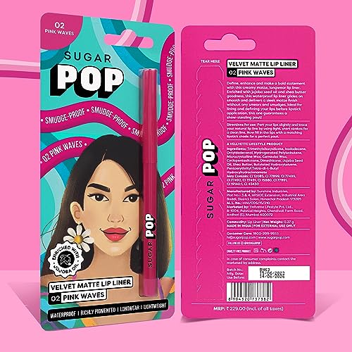 SUGAR POP Velvet Matte Lip Liner 02 Pink Wave - 0.27 gms - Creamy matte finish | Smudge-proof | Waterproof | Transfer-proof - Image 3
