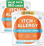 GOODGROWLIES Dog Allergy Relief Chews — Anti-Itch Skin & Coat Supplement: No Fillers, Just Flavor - Itchy Skin Relief Treatment w/Omega 3 Fish Oil - Itching&Paw Licking - 360 Allergy Chews (Chicken)