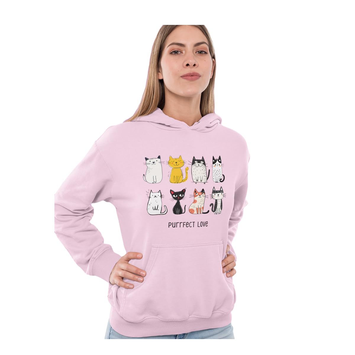 custom Hoodies for Women | 300 GSM |Cotton Fleece Hoodie | Printed | Pullover| Ribbed Hem | Blue | Pink | Lavender | Black | Grey | Mint | Sky Blue | Green | Plus Size-picture-36