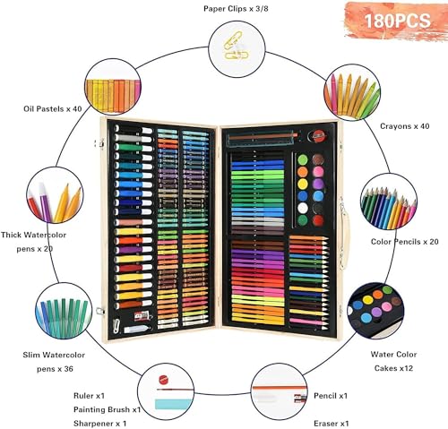 Image of Deluxe Drawing and Painting Art Set Crayon Color Set for Kids | Case Art & Craft Supplies | Great return Gift (Modern, 180)