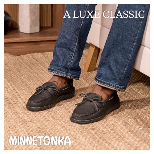 Minnetonka Herren Moosehide Classic Mocassins, Schwarz, 43 1/3 EU