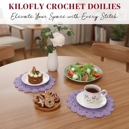 Napperons en dentelle kilofly violet pour table de thé et café - 5