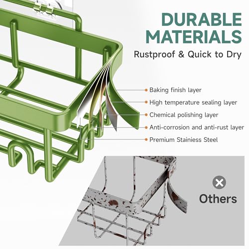 Veken Rustproof & Waterproof Shower Caddy 6-Pack, No Drilling Adhesive Shelves Rack with Soap Holder, Large Capacity Bathroom Organizers and Storage, Wall-Mounted Kitchen & Home Decor