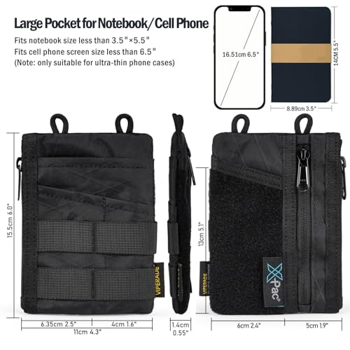 Image of VIPERADE VE18 EDC Pouch, Pocket Organizer Pouch for Men, EDC Pocket Organizer Pouch, 3 Slots with 2 Zipper Pockets, Velcro Pouch Multitool Pouch (XPAX-BK)