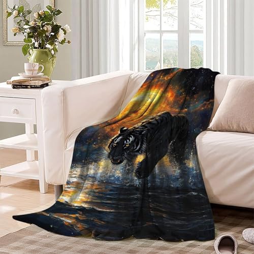 Couverture tigre douce 127x152 cm jeté de lit et canapé - 4