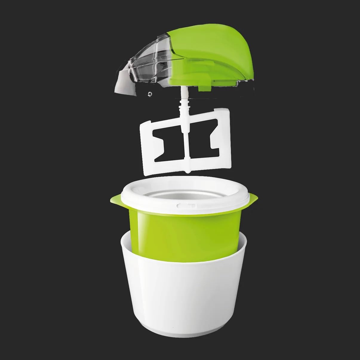 Taurus Tasty & Cream - Gelatiera elettrica, 12 W, capacità 1,5 l, ciotola per congelatore rimovibile, rotazione bidirezionale, mixer a farfalla, libretto di 8 ricette, bianco e verde